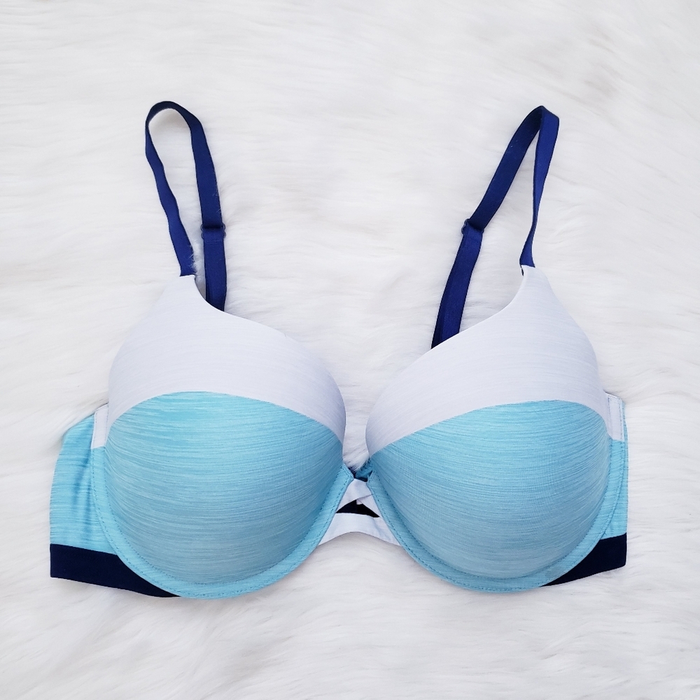 Victorias Secret Perfect Shape Blue Colorblock Bra 36D